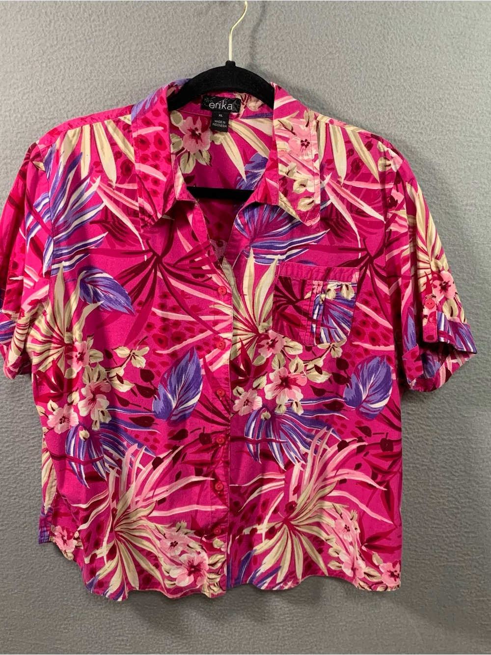 Erika Hot Pink Floral Hawaiian shirt XL